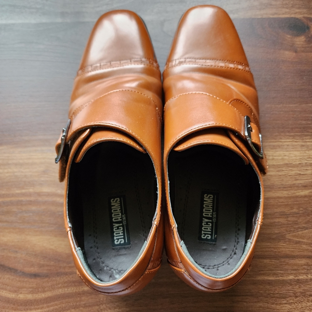 Stacy Adams Brown Dress Shoes with Velcro Strap - Picture 2 of 11